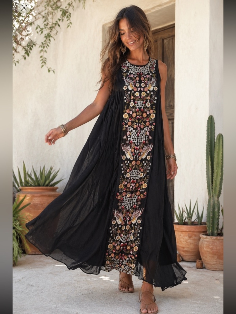 Anthro Samant Chauhan Embroidered Maxi Dress Boho NWT Size 4